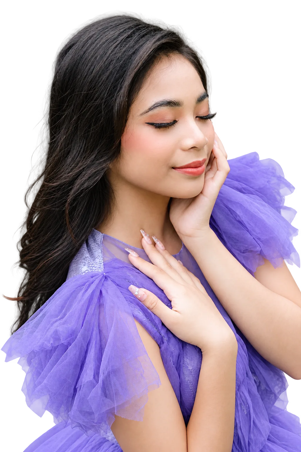 Isabel in a violet debut gown